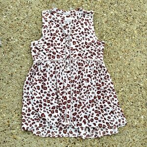 Anthro Leopard Animal Print Sleeveless Oversized Tunic Size S